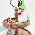 Christmas Wooden Bead Wreath with Tassels, Decorated with Snowman