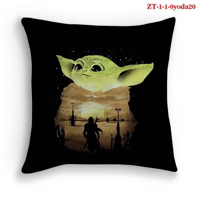Juguete de peluche de dibujos animados para bebé Yoda, funda de almohada con impresión Digital 3d a todo Color, bricolaje35X35cm double sid Gong Bohan LED