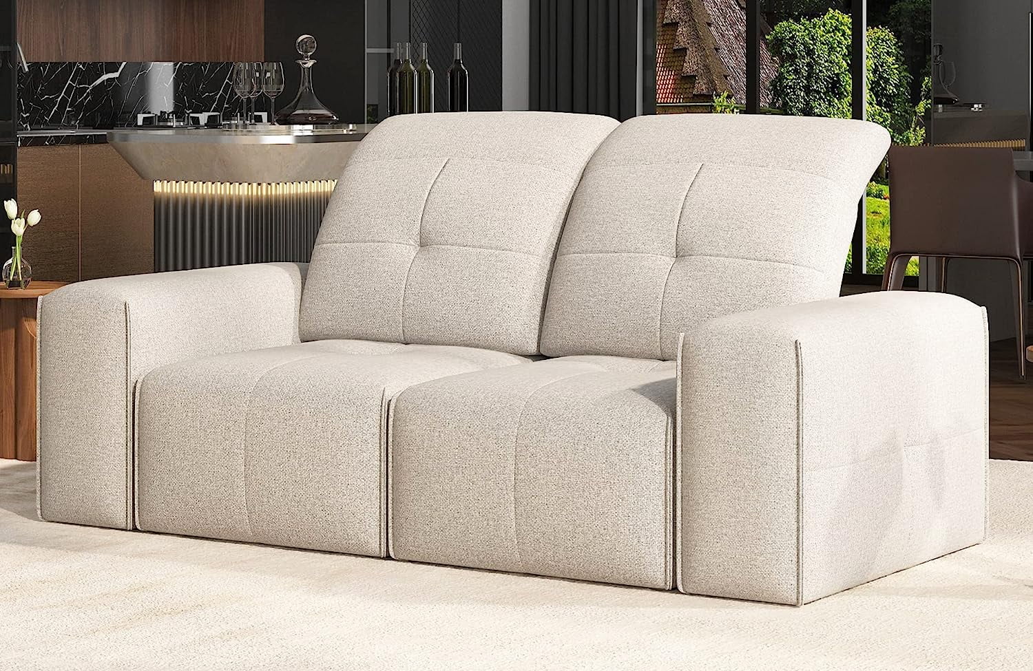 Amerlife Modular Sofa, Modern Sectional Sofa with Recliner Loveseat