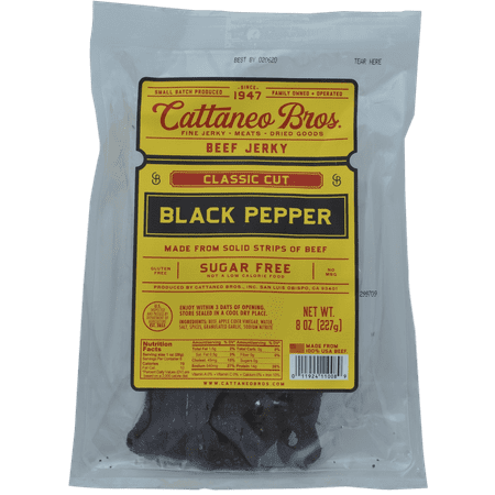 Cattaneo Bros. - Classic Cut Natural Style Thick Beef Jerky, 8 Ounce (Black
