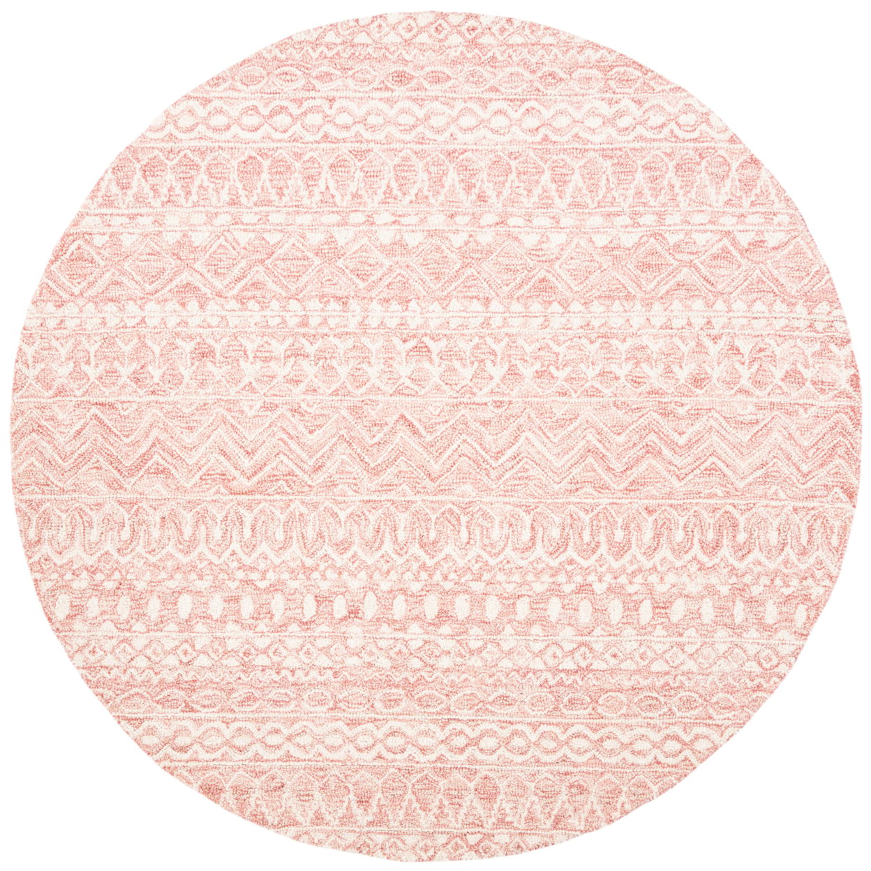 SAFAVIEH Micro-Loop Daithi Geometric Aztec Wool Area Rug, Pink/Ivory, 8' x 10'