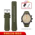 thumbnail image 3 of Correa de reloj deportiva de lona de 24 x 16 mm con base de cuero para TIMEX T2N720 T2N721 TW2R55500 TW2T76500, correa de reloj marrón y verde militar, 3 of 5