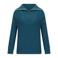 thumbnail image 5 of Lovskoo 2024 Sweaters for Women Long Sleeve V-Neck Solid Color Zipper Split Sweater Blouse Blue, 5 of 7