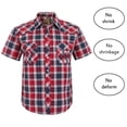 thumbnail image 3 of Coevals Club Men's Western Shirt Cowboy Plaid Country Pearl Snap Button Short Sleeve Two Pockets Work Shirts 16 White Black Blue Medium, 3 of 8