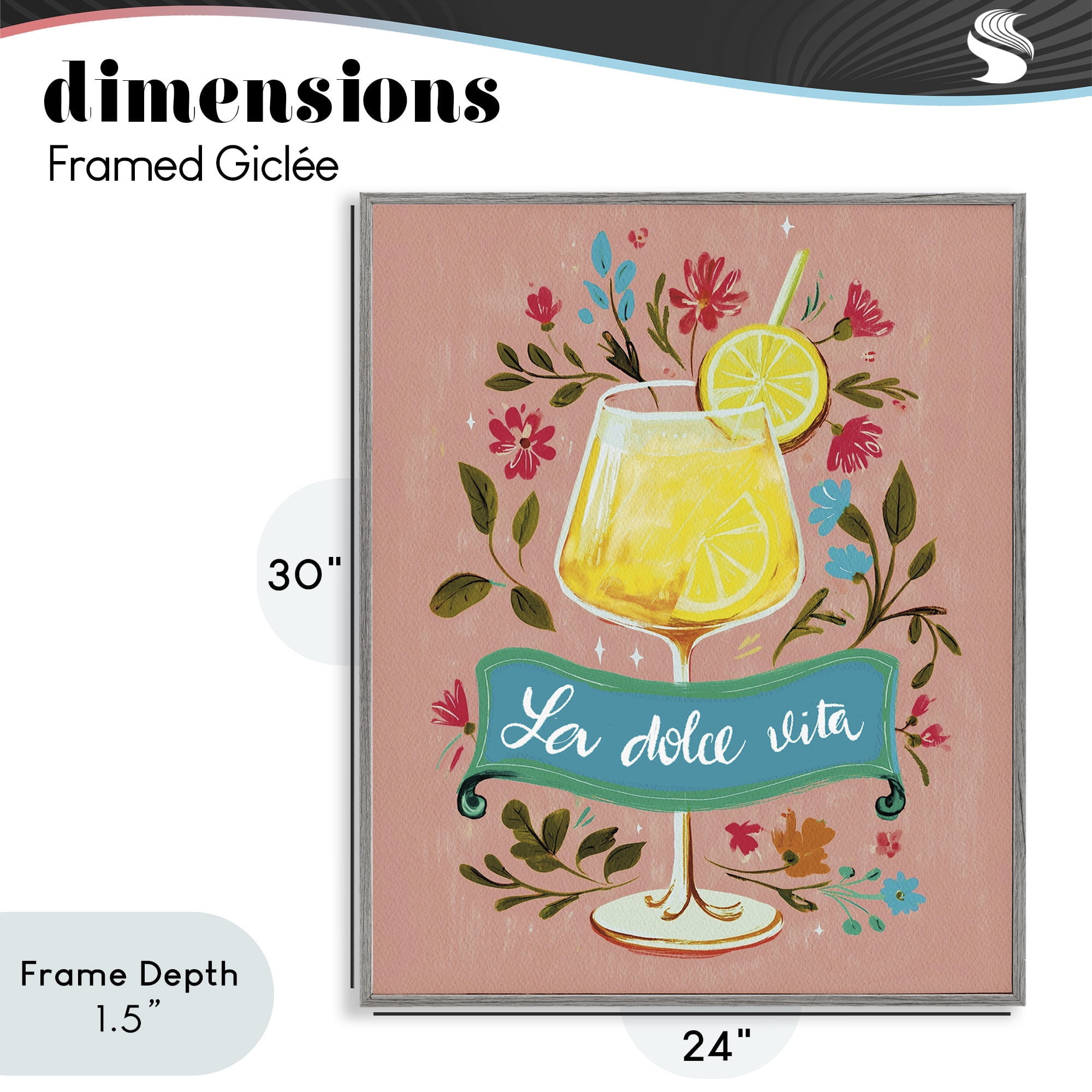 Stupell Industries Lemon Cocktail Sweet Life Gray Framed Giclee Art, design by Yen