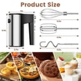 thumbnail image 6 of TINANA 5 Speed Hand Mixer Electric Handheld with 1 Whisk, 2 Beaters, 2 Dough Hooks, Cookie Mixer with Turbo Boost, Food Beater for Kitchen Baking Cakes, Eggs, Cream, Stainless Steel, 6 of 10