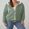 thumbnail image 4 of Womens Full Zip Up Sherpa Hoodie Fuzzy Fleece Jacket Oversized Fluffy Coat with Pockets, 4 of 9