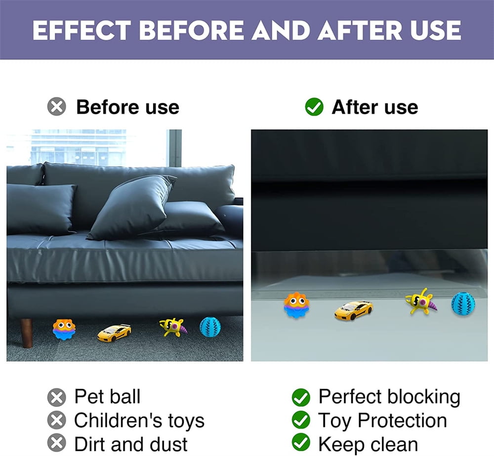 NOGIS Under Couch Blocker for Pets Gap Bumper for Stop Dogs and Cats Safety Plastic Clear Under Bed Blocker for Sofa Barrier Blocking with Strong Adhesive 5 Pack 4.7'' Height