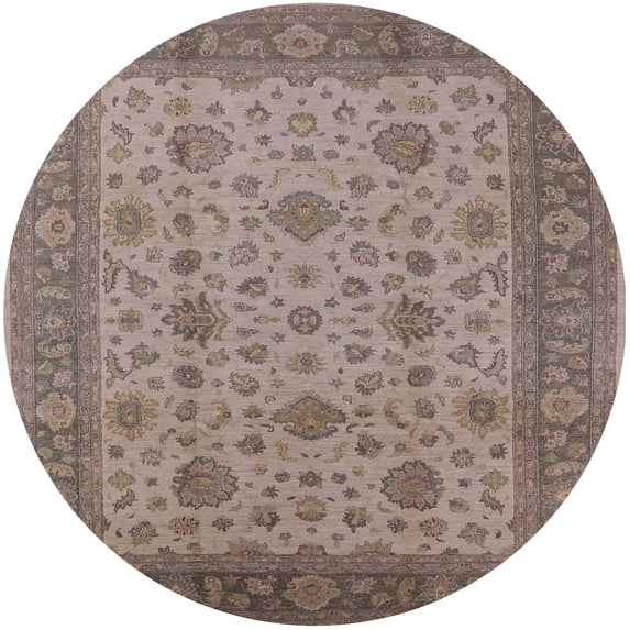 Ahgly Company Machine Washable Indoor Round Industrial Modern Camel Brown Area Rugs, 3' Round