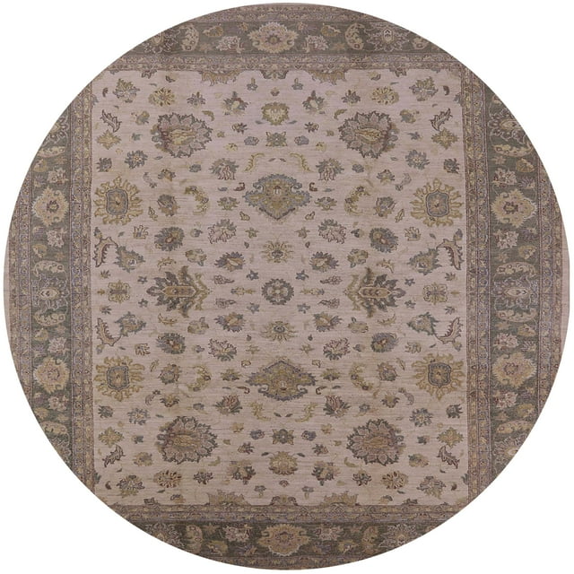 Ahgly Company Machine Washable Indoor Round Industrial Modern Camel Brown Area Rugs, 7' Round