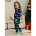 thumbnail image 5 of WIBACKER Kids Christmas Navy Dinosaur Pajamas Long Sleeve Holiday Pjs Set Toddler Boys Girls Xmas Jammies 2-14 Years, 5 of 10