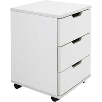 CQAOE 3-Drawer Vertical Filing Cabinet Rolling Wood Mobile File Cabinets Under Desk for Home Office with Casters (White, Non-Assembled)
