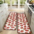 thumbnail image 4 of Kitchen Rugs Sets Of 2,Red Strawberry Plants Fruit White Pattern Anti Fatigue Kitchen Mat Rugs Non Slip Washable,Decorative Kitchen Floor Mats for Kitchen,Sink,Laundry,17"x47"+17"x47", 4 of 5