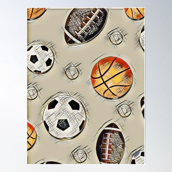 Sports Variety Patterned Poster Wall Art, Modern Wall Decor For Living Room Bedroom, 8x12 UNFRAMED