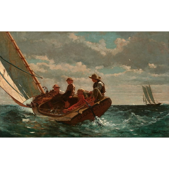 Breezing Up (A Fair Wind) by Winslow Homer - 12" x 18" Art Print Wall Decor