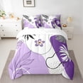 thumbnail image 2 of Homewish Teens Purple Flower Leaves 7-Piece Twin Bedding Sets,Vintage Aesthetic Bedding Comforter Set,Minimalist Mid Century Breathable Sheet Sets,Microfiber Bedroom Decor,Reversible, 2 of 8