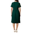 thumbnail image 3 of Vestido plisado A-Line de manga corta para mujer Inspire Chic, vestido midi para el trabajo, color verde, 3 of 4