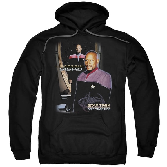 Star Trek Captain Sisko Adult Pullover Hoodie Sweatshirt Black