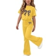thumbnail image 2 of Stamzod Girls' Clothing Sets 2 Piece Short Sleeve Tops and Flare Pants Set Summer Spring Outfits for Girls Yellow B 5-6Years, 2 of 8