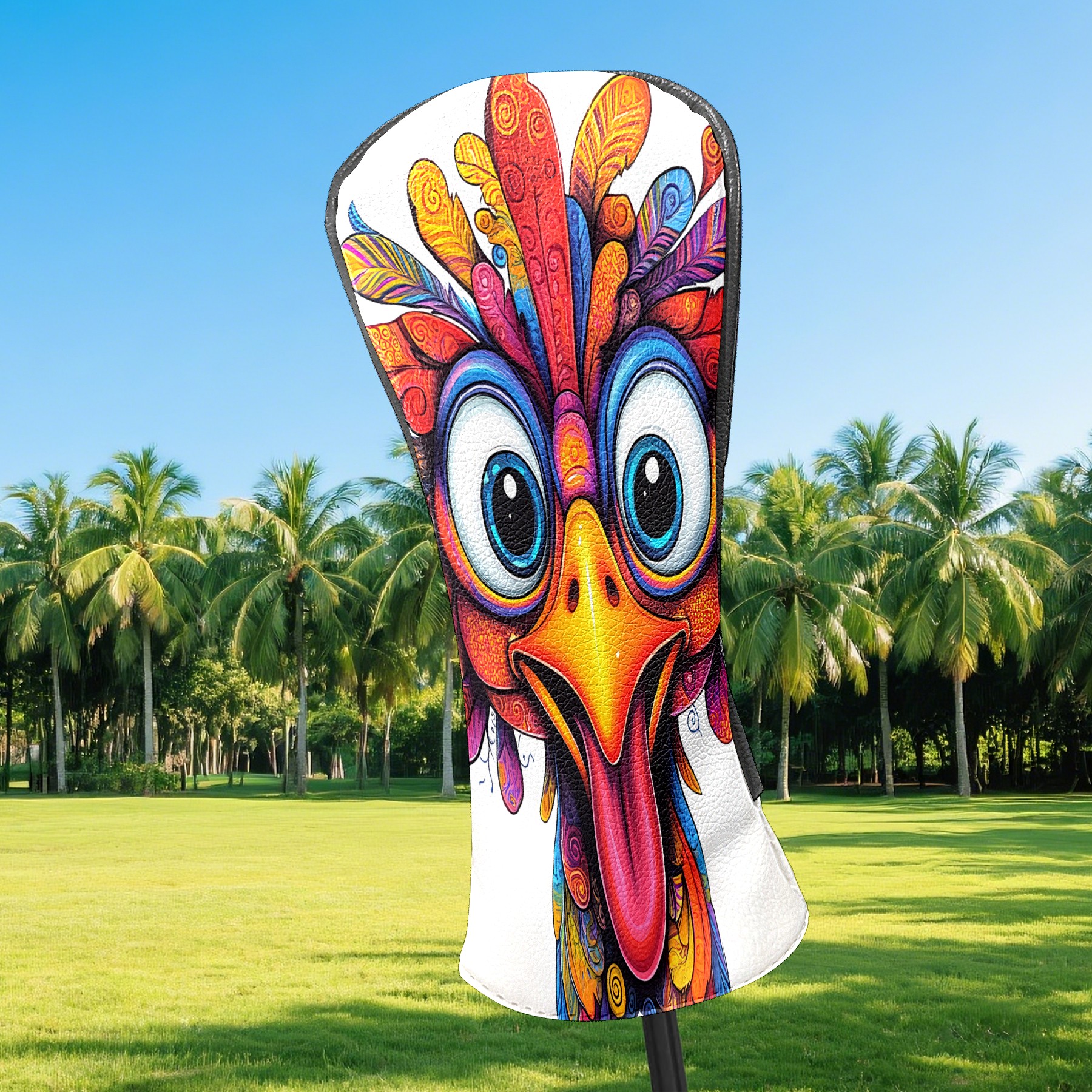 Golf Club Covers, Chicken Premium PU Leather Driver Hybrid Putter Head Covers with Velvet Lining, Waterproof Golf Gifts for Men Women