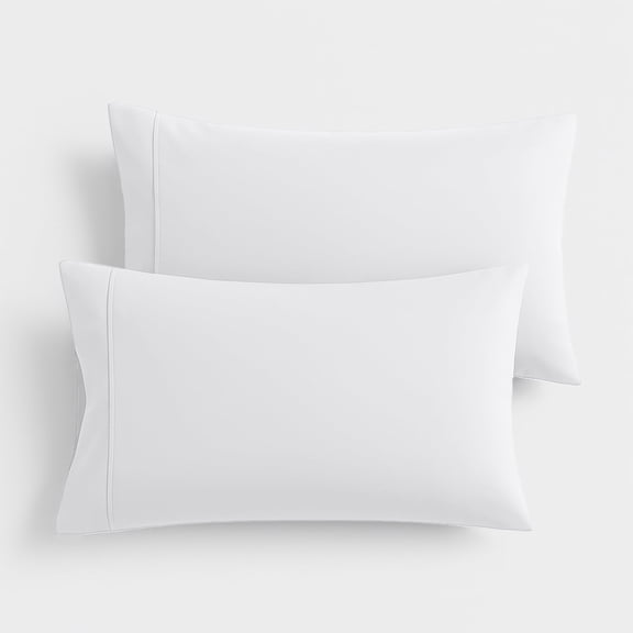 Máulli Collection Queen Pillow Cases Set of 2 - 100% Organic Cotton Pillow Cases Crisp, Cool Percale Weave Pillowcase for Queen Pillow (White)