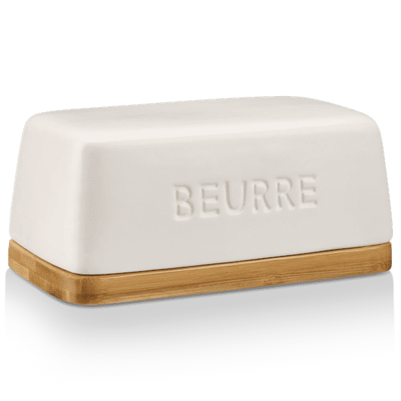 Bouclair Coupelle à Beurre en Céramique et Bois Blanche