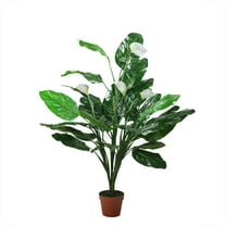 Northlight 47.5" Tropical Peace Lily Spathe Artificial Potted Plant - Green/White