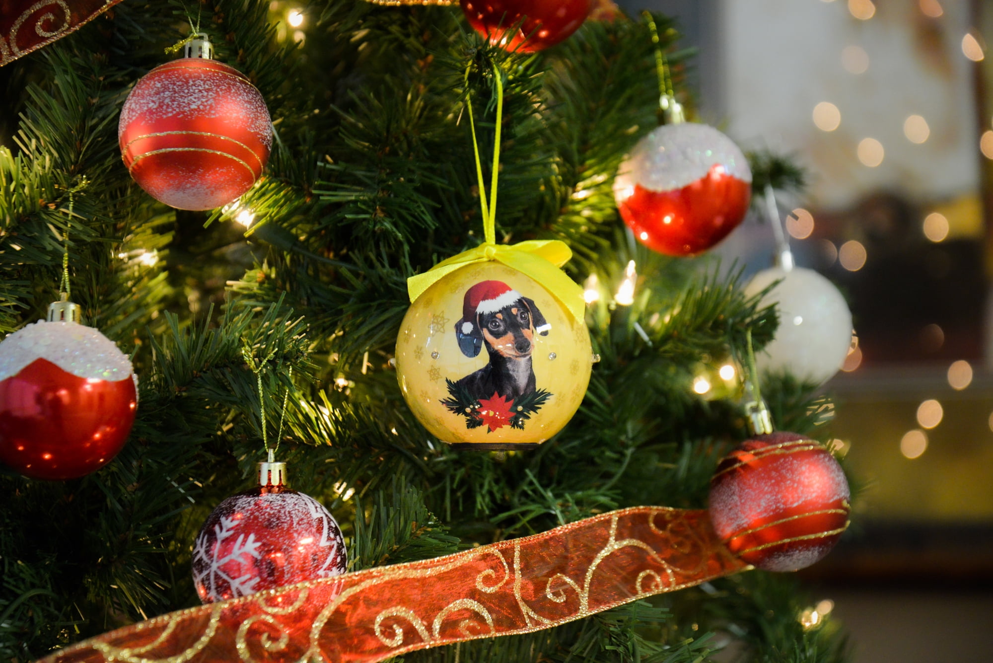 Dog Collection Twinkling Lights Christmas Ball Indoor Decorative Ornament