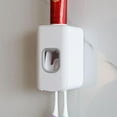 thumbnail image 1 of 2 Slot Toothbrush Holder and Toothpaste Dispenser Wall Mounted, Automatic Toothpaste Squeezer, 2 in 1 Tooth Brush Toothpaste Organizer for Shower (White), 1 of 6