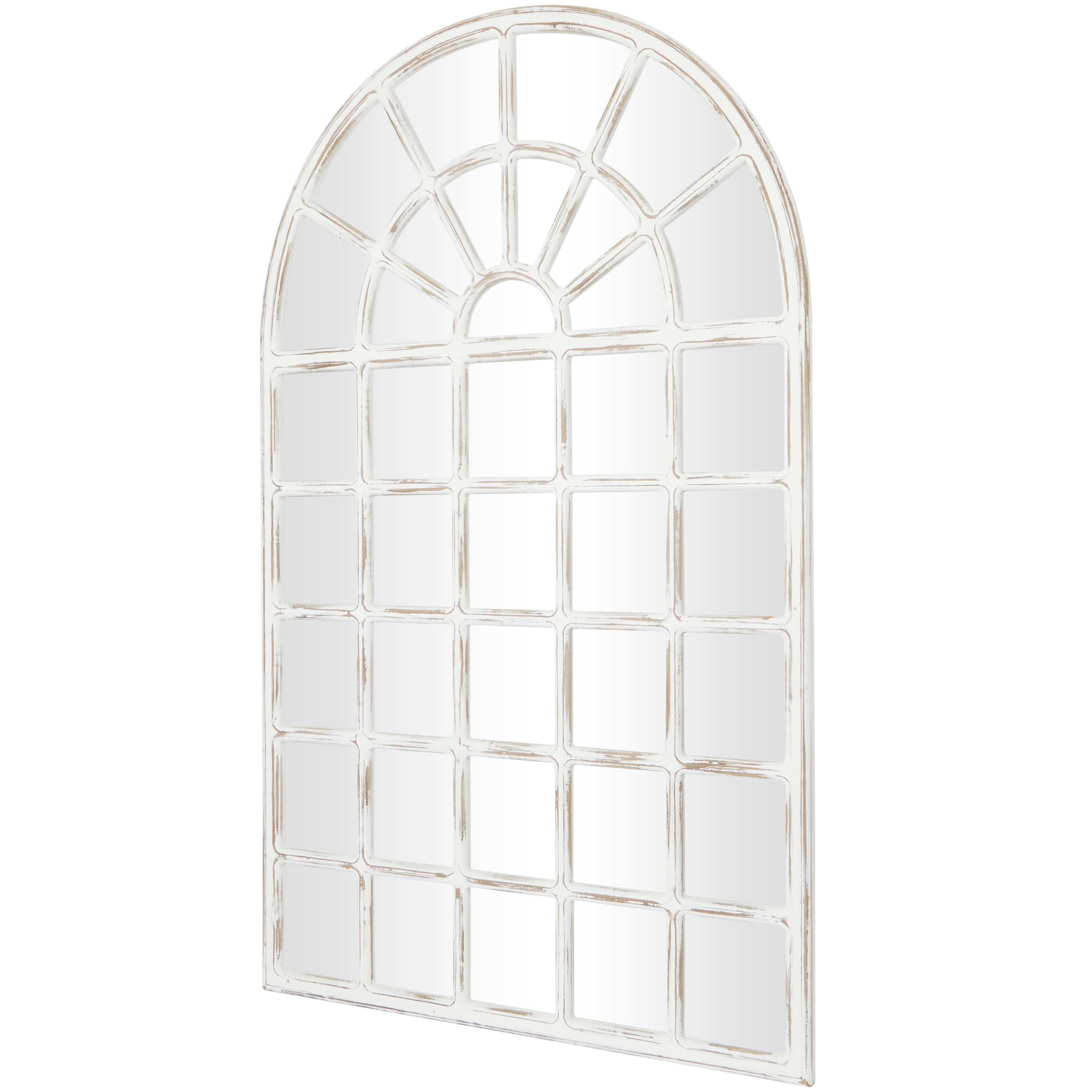 DecMode 36" x 60" White Window Pane Wall Mirror with 28 Mirror Panes