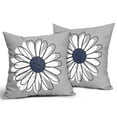 thumbnail image 7 of ABSOP Navy Blue White Daisy Pillow Covers 20x20 Set of 2 Spring Summer Grey Decorative Floral Throw Pillowcase Square Linen Cushion Case for Home Sofa Couch Bed, 7 of 7
