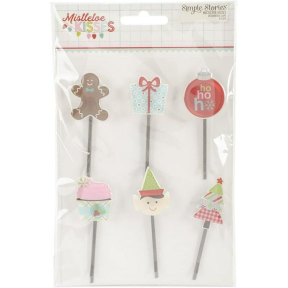 Mistletoe Kisses Decorative Clips 6/pkg-