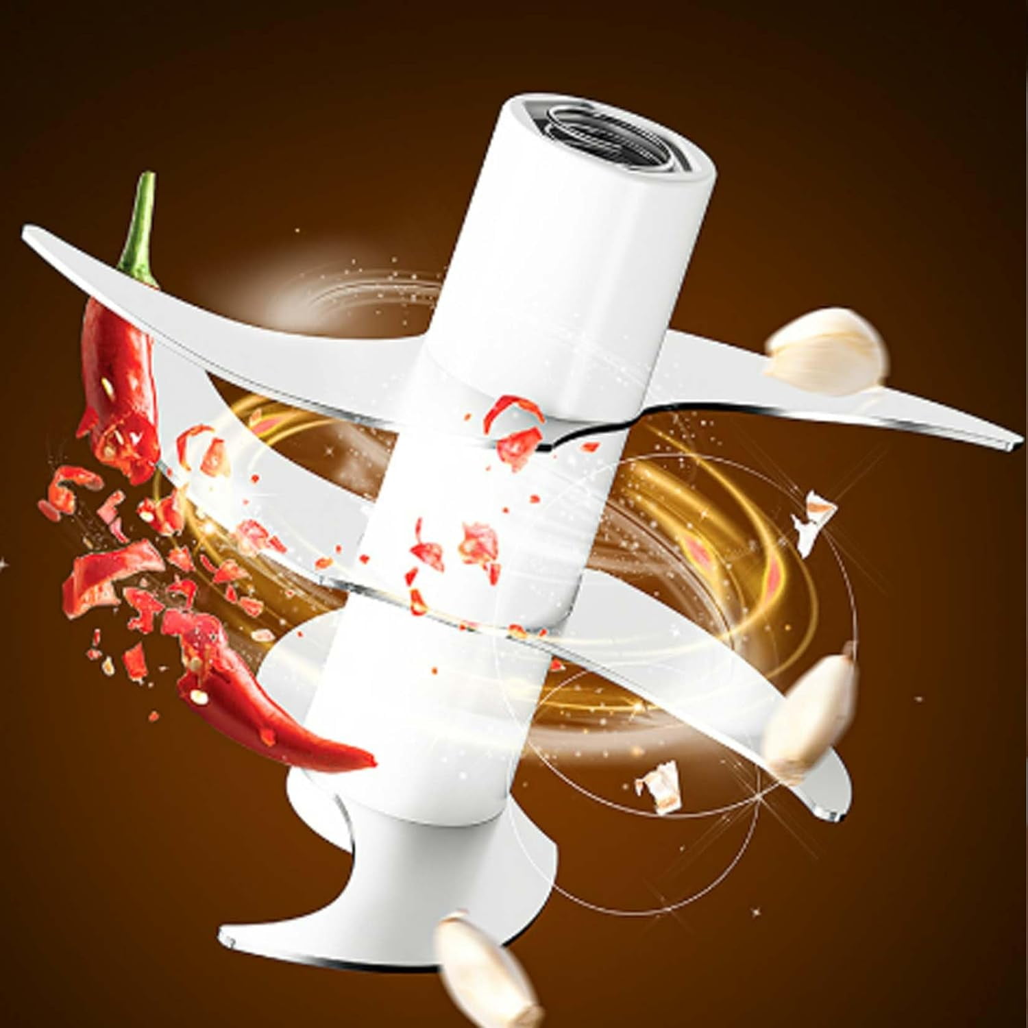 Electric Garlic Chopper,Mini Food Processor with 4/6 Stainless Blades,8.5oz/10.8oz Capacity,USB Rechargeable,10-Second Chopping for Garlic/Onion/Nuts,Portable Kitchen Helper