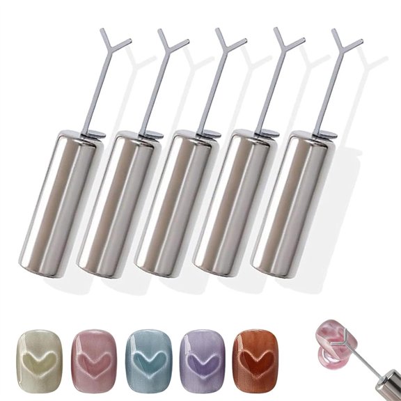 Heart Cat Eye Magnet For Nails,Heart Magnet For Cat Eye Gel Polish,5-Pack Cat Eye Magnetic Nail Art Tool Setmagnet Sticks for Nail Art Salon Home Use(5pcs)