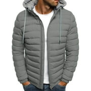 Inevnen Winter Coats for Men Hooded Warm Puffer Jacket Thicken Cotton Coat with Removable Hood