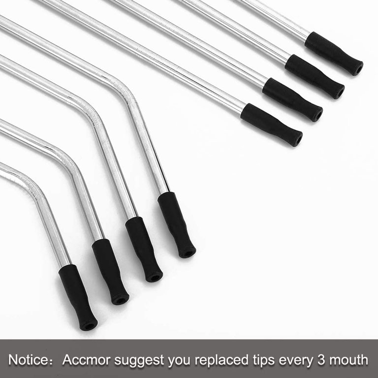 21Pcs Reusable Silicone Straw Tips, Stainless Straw Tips, Black Food Grade  Straws Tips Covers Fit for 6mm Wide Stainless Steel Straws And Glass Straws