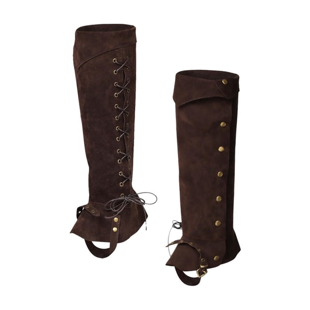 Pirate Boot Tops Cubierta de zapatos Pirate Boot Covers Steampunk Fashion Boot Top Covers Polainas medievales para acampar Escenario , MARRÓN Marrón
