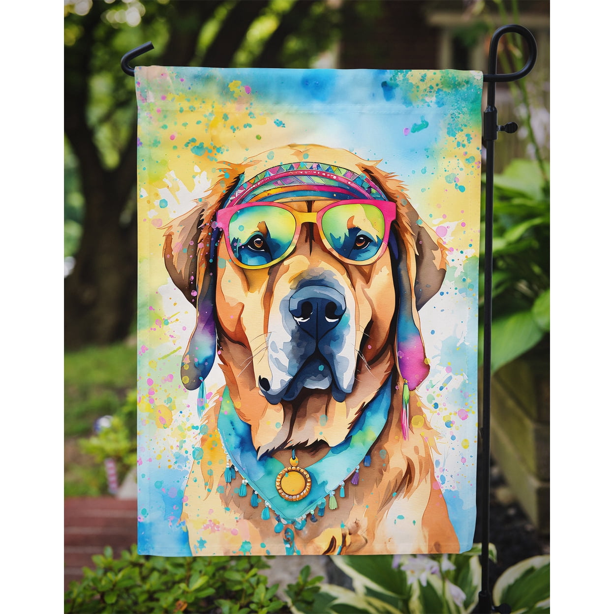 Mastiff Hippie Dawg Garden Flag 11.25 in x 15.5 in