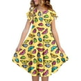 thumbnail image 6 of Rggeeun Toddler Girls Dresses Casual Party Flutter Sleeve Colorful Print Tiered Dress For Kids Comfortable Stretchy Waist Spring Summer Fall Dresses Holiday O-Neck Sundress, 6 of 6
