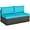 Turquoise, variant on Costway 2PCS Patio Rattan Armless Sofa Sectional Conversation Furniture Set W/Cushion Red