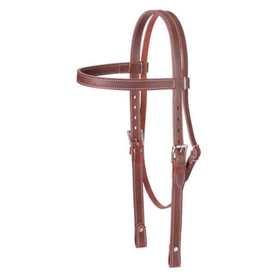 Tough 1 Western Leather Browband Draft Headstall - Light Oil