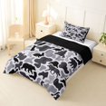 thumbnail image 2 of Manfei Retro Camo Twin Comforter Sets,Lovely Bear Bedding Set,White Black,Black Reversible,2-Piece,1 Comforter and 1 Pillowcase, 2 of 7