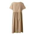 thumbnail image 5 of DGMIOCS Women's Sundress Casual Polyester Boho Fit and Flare Khaki L, 5 of 6