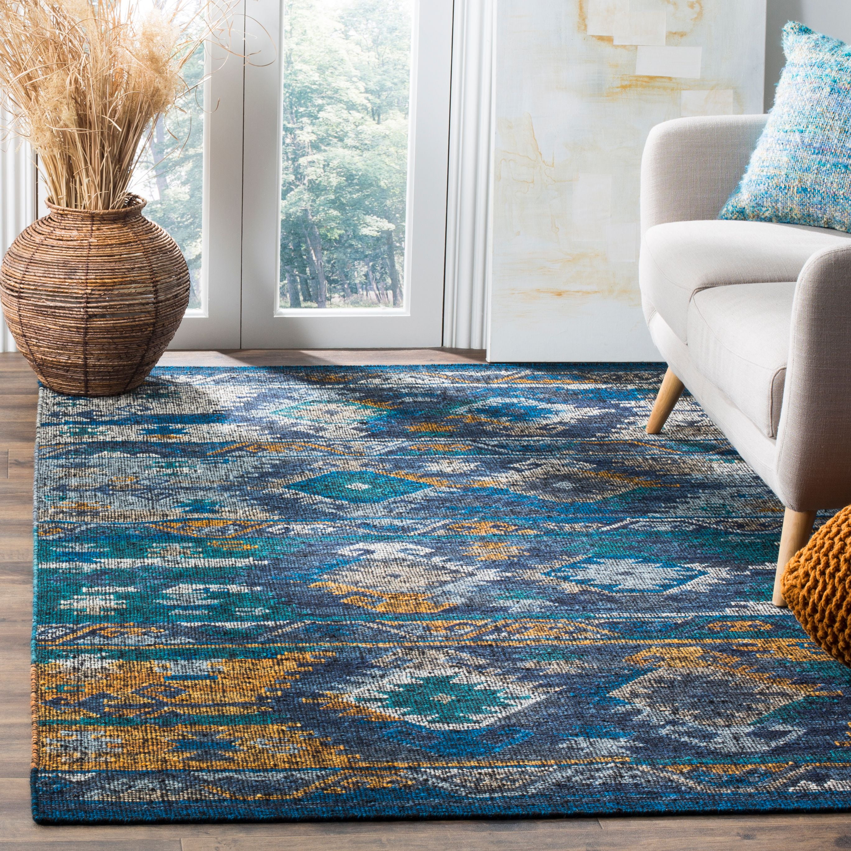 SAFAVIEH Canyon Iola Southwestern Area Rug, Blue/Gold/Multi, 5' x 8