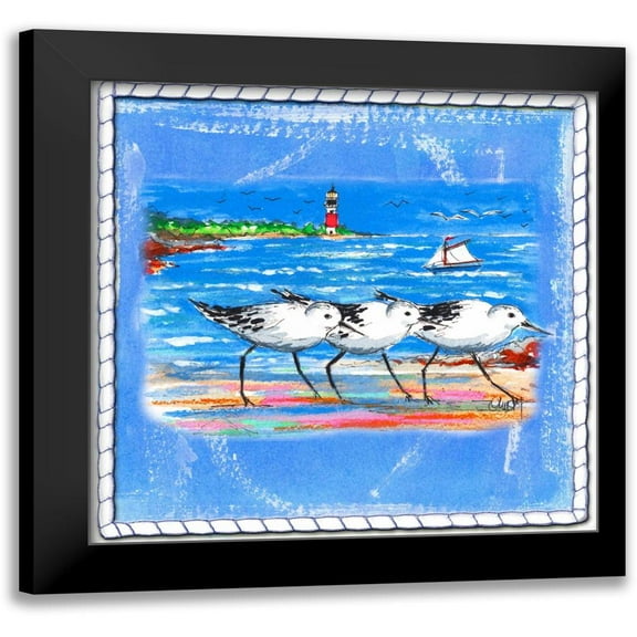 Ormsby, Anne 12x12 Black Modern Framed Museum Art Print Titled - Beach-Front-Shore Birds