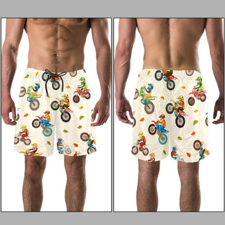 Men s Motocross Swim Trunks Quick Dry Boardshorts Bathing Suit Swimwear with Mesh Lining S
