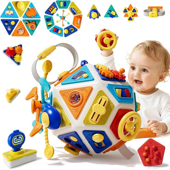 KNMDU Baby Toys for 12 to 24 Months, Busy Cube for Toddlers 1-3, Montessori Sensory Activities Busy Board, Travel Toys Educational Learning