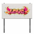 thumbnail image 3 of Love Headboard, Love Lettering Brick Wall Brushing Dripping Street Art Wings Illustration, Upholstered Decorative Metal Bed Headboard with Memory Foam, Twin Size, Yellow Beige Pink, by Ambesonne, 3 of 4