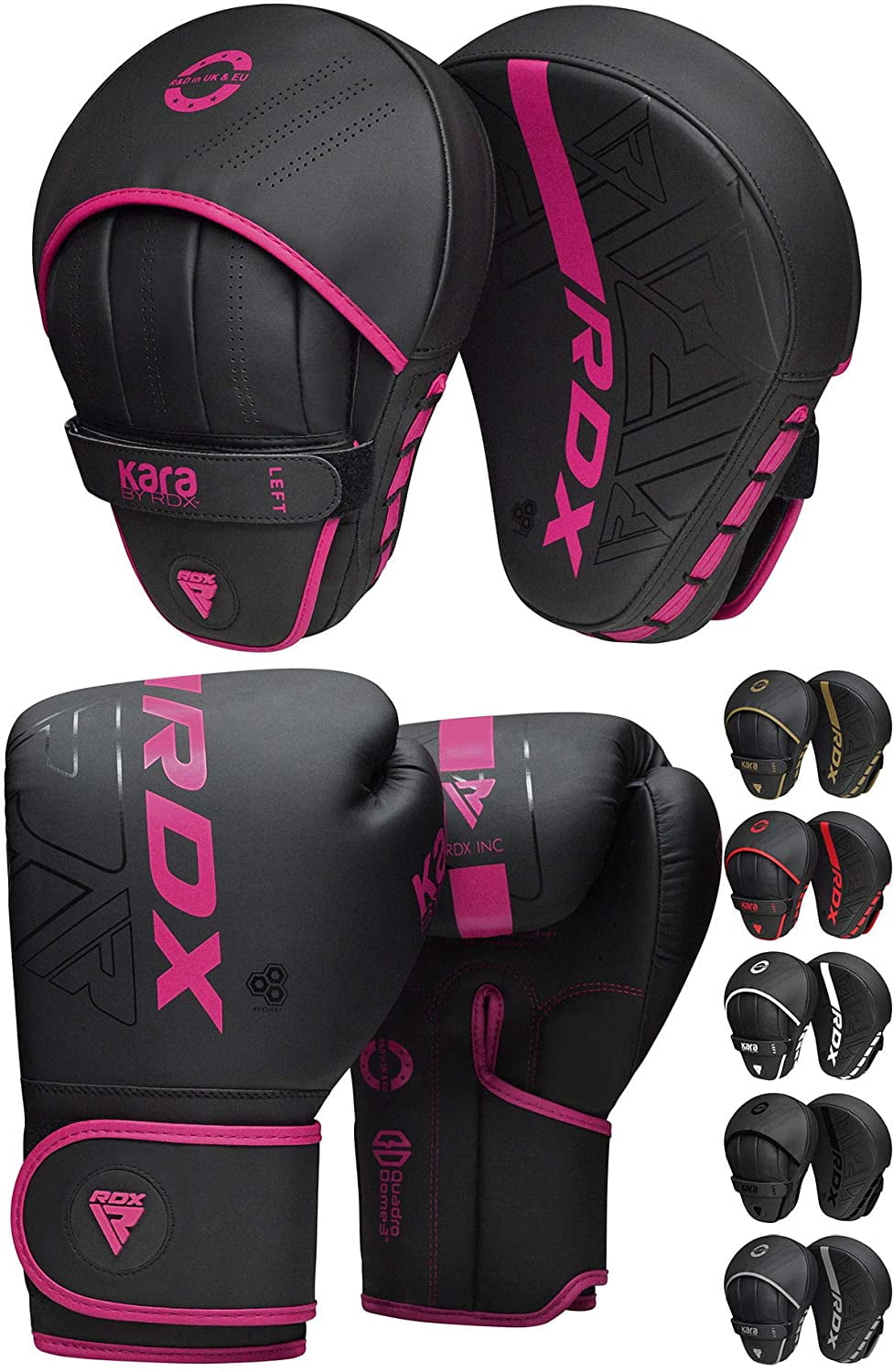 Pink Ladies Focus pads and Boxing Gloves set Hook & Jab Punching kick boxing MMA 