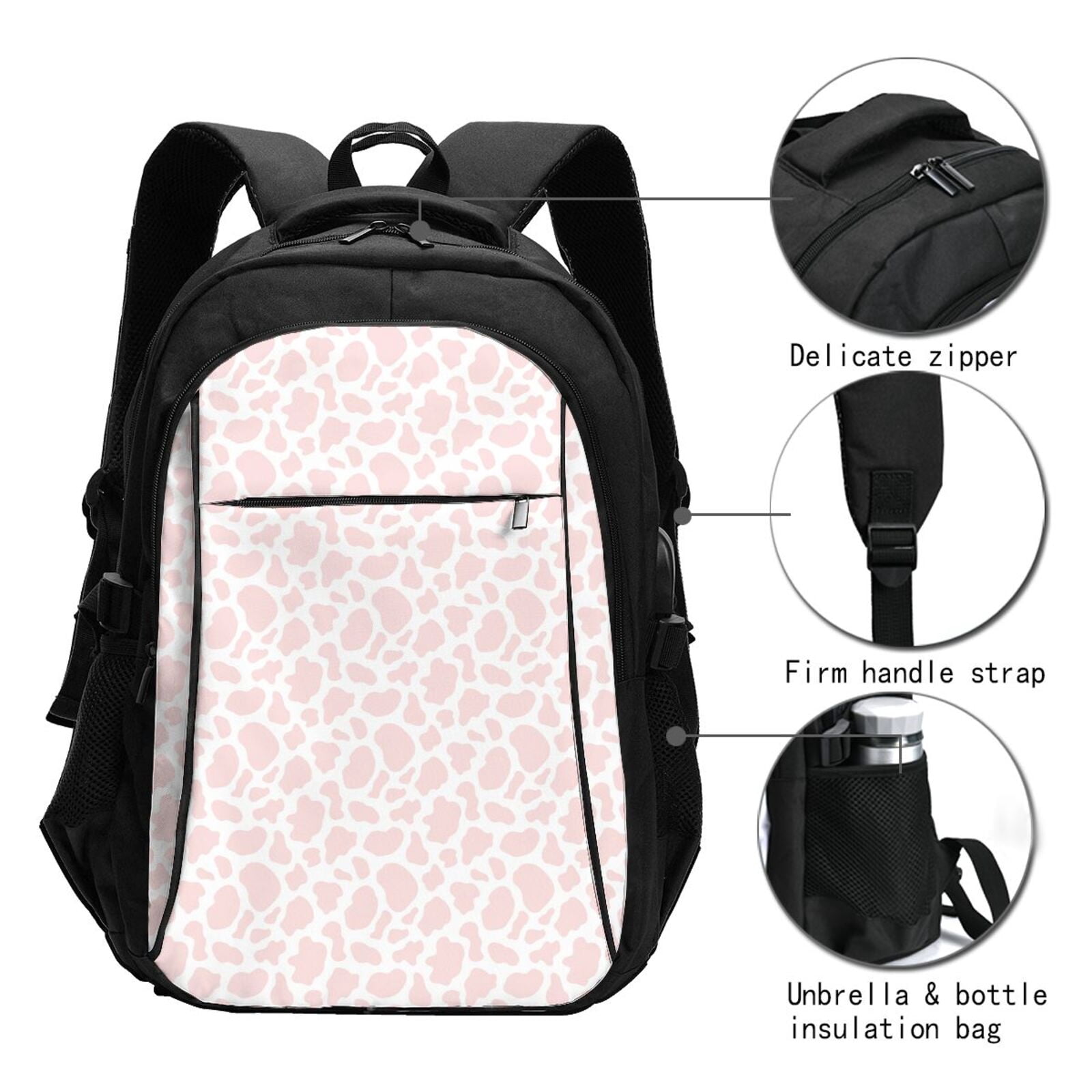 Vsdgher Cow 1 Print Travel Laptop Backpack, Laptops Backpack with USB Charging Port, Water Resistant Computer Bag Gift for Men & Women